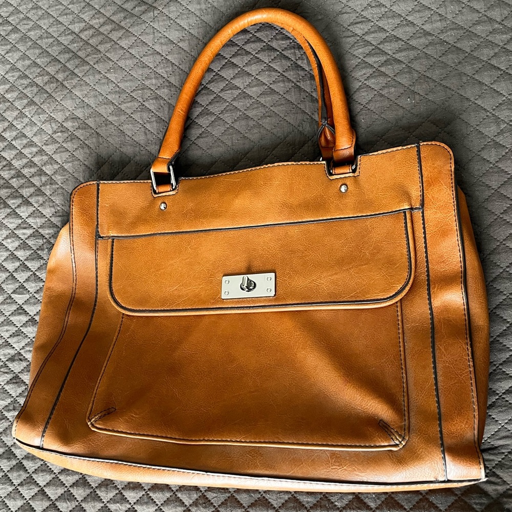 Merona Cognac satchel bag with handles and a long strap